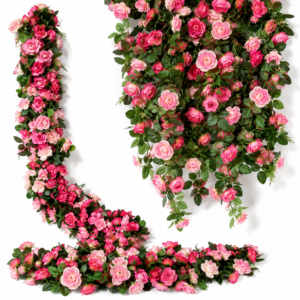 Artificial Rose Garland 8ft | Silk Rose Vine for Wedding Arch | Hanging Flower Vine | Outdoor Garden Decor | DIY Floral Rattan