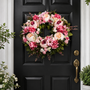 Peony Wreath for Front Door | Artificial Spring Floral Wreath | Large Flower Wreath | Wedding Wall Decor | Outdoor Home Decoration