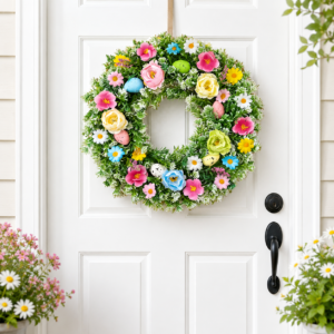 artificial wreath, front door wreath, greenery wreath, spring wreath, summer wreath, flower wreath, door decor, window wreath, wall decor, farmhouse decor, outdoor wreath, floral home decor, housewarming gift
