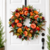 fall pumpkin wreath, autumn wreath, thanksgiving wreath, front door wreath, pumpkin door decor, fall door decor, harvest wreath, farmhouse fall, autumn home decor, thanksgiving decor, fall floral wreath, pumpkin decor, autumn door decor
