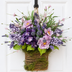 lavender wreath, front door wreath, spring wreath, farmhouse decor, door hanging, purple wreath, floral wreath, lavender decor, summer wreath, porch decor, artificial wreath, housewarming gift, entryway decor