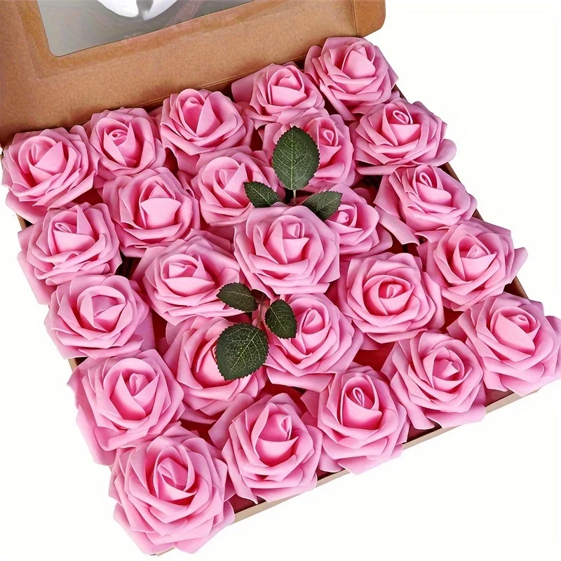 25PCS Artificial Rose Flowers with Stems | Fake Roses for DIY Wedding Bouquet | Floral Centerpieces | Home Party Decor | Silk Flower Arrangement - Image 16