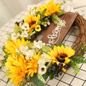 Sunflower Wreath for Front Door | Eucalyptus Spring Wreath with Welcome Sign | Artificial Floral Wreath | Outdoor Wall & Window Decor - Image 4