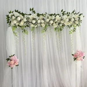 Luxury White Rose Garland 100cm | Wedding Table Centerpiece | White Floral Arch Decor | Wedding Backdrop | Party Stage Flower Decoration - Image 12