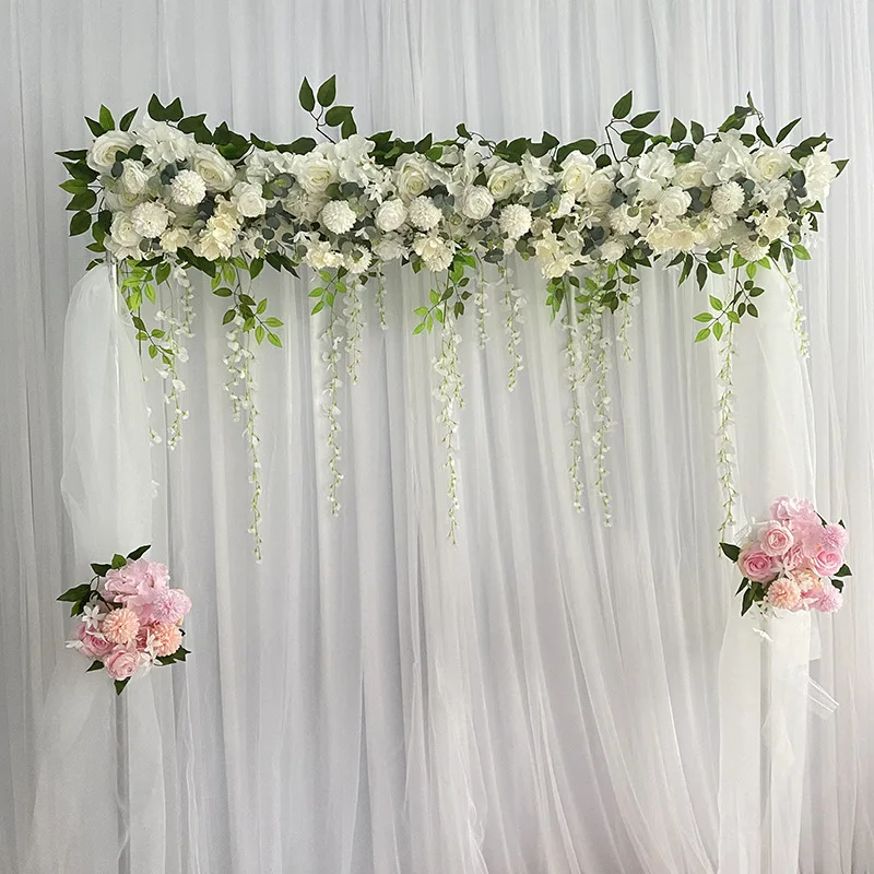 Luxury White Rose Garland 100cm | Wedding Table Centerpiece | White Floral Arch Decor | Wedding Backdrop | Party Stage Flower Decoration - Image 12
