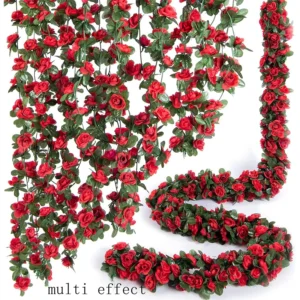 Artificial Rose Garland 8ft | Silk Rose Vine for Wedding Arch | Hanging Flower Vine | Outdoor Garden Decor | DIY Floral Rattan - Image 9