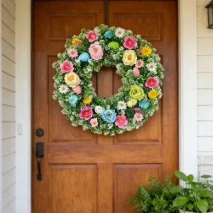 Artificial Flower Wreath for Front Door | Greenery Spring Summer Wreath | Floral Window Wall Decor | Farmhouse Home Decoration - Image 5
