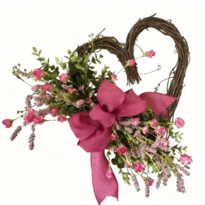 Artificial Heart Wreath for Front Door | Handmade Floral Heart Wreath | Mother's Day Gift | Wedding Wall Decor | Hanging Flower Decoration - Image 5