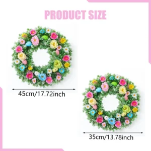 Artificial Flower Wreath for Front Door | Greenery Spring Summer Wreath | Floral Window Wall Decor | Farmhouse Home Decoration - Image 6