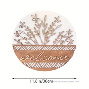 Welcome Door Sign Wooden Wreath | Farmhouse Front Door Decor | Round Wood Hanging Sign | Porch Decoration | Spring Summer Fall Home Decor - Image 7