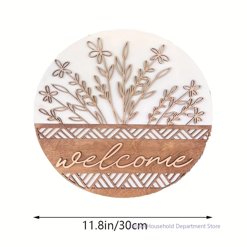 Welcome Door Sign Wooden Wreath | Farmhouse Front Door Decor | Round Wood Hanging Sign | Porch Decoration | Spring Summer Fall Home Decor - Image 7