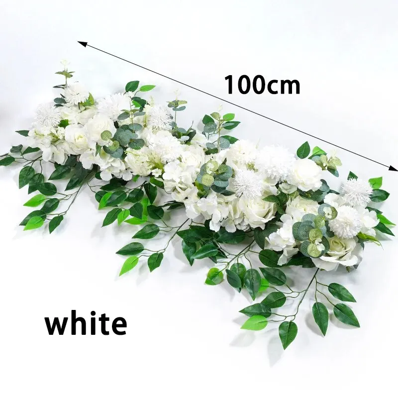 Luxury White Rose Garland 100cm | Wedding Table Centerpiece | White Floral Arch Decor | Wedding Backdrop | Party Stage Flower Decoration - Image 6