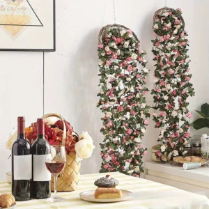 Artificial Rose Garland 8ft | Silk Rose Vine for Wedding Arch | Hanging Flower Vine | Outdoor Garden Decor | DIY Floral Rattan - Image 3