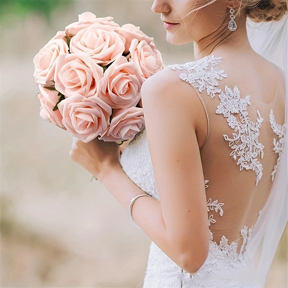 25PCS Artificial Rose Flowers with Stems | Fake Roses for DIY Wedding Bouquet | Floral Centerpieces | Home Party Decor | Silk Flower Arrangement - Image 8