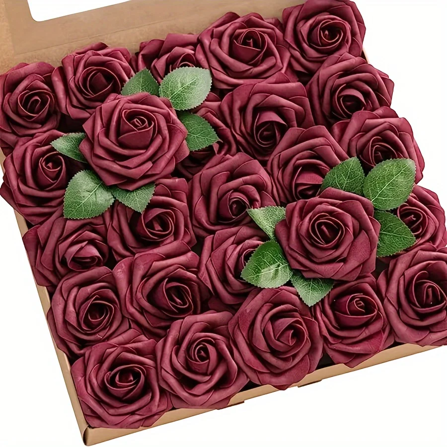 25PCS Artificial Rose Flowers with Stems | Fake Roses for DIY Wedding Bouquet | Floral Centerpieces | Home Party Decor | Silk Flower Arrangement - Image 14