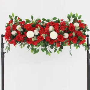 Alternative view of Luxury White Rose Garland 100cm | Wedding Table Centerpiece | White Floral Arch Decor | Wedding Backdrop | Party Stage Flower Decoration