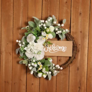 Sunflower Wreath for Front Door | Eucalyptus Spring Wreath with Welcome Sign | Artificial Floral Wreath | Outdoor Wall & Window Decor - Image 5