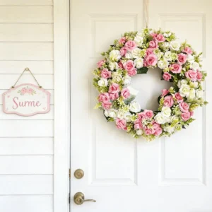 Spring Wreath for Front Door | Artificial Floral Wreath | Colorful Flower Garland | Easter Door Decor | Wedding & Party Wall Hanging - Image 4