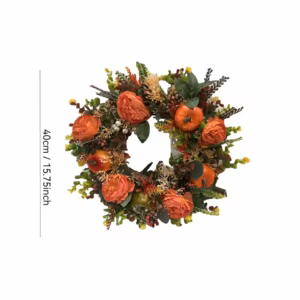 Fall Pumpkin Wreath – Artificial Peony & Pumpkin Front Door Decoration