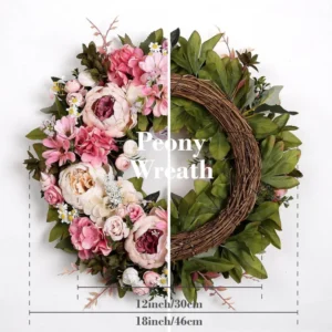 Peony Wreath for Front Door | Artificial Spring Floral Wreath | Large Flower Wreath | Wedding Wall Decor | Outdoor Home Decoration - Image 5