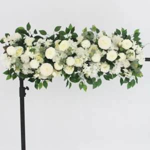 Luxury White Rose Garland 100cm | Wedding Table Centerpiece | White Floral Arch Decor | Wedding Backdrop | Party Stage Flower Decoration - Image 17
