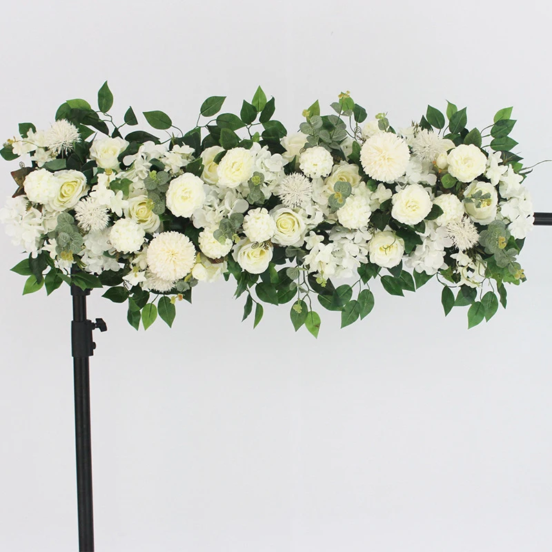Luxury White Rose Garland 100cm | Wedding Table Centerpiece | White Floral Arch Decor | Wedding Backdrop | Party Stage Flower Decoration - Image 17