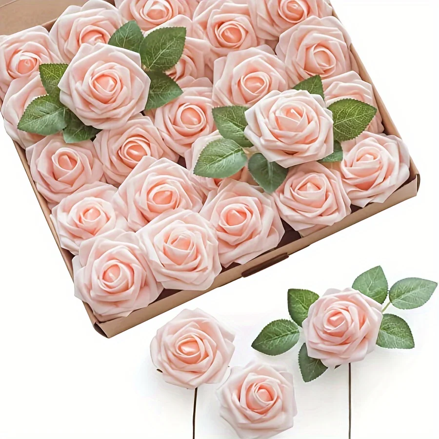 25PCS Artificial Rose Flowers with Stems | Fake Roses for DIY Wedding Bouquet | Floral Centerpieces | Home Party Decor | Silk Flower Arrangement - Image 11