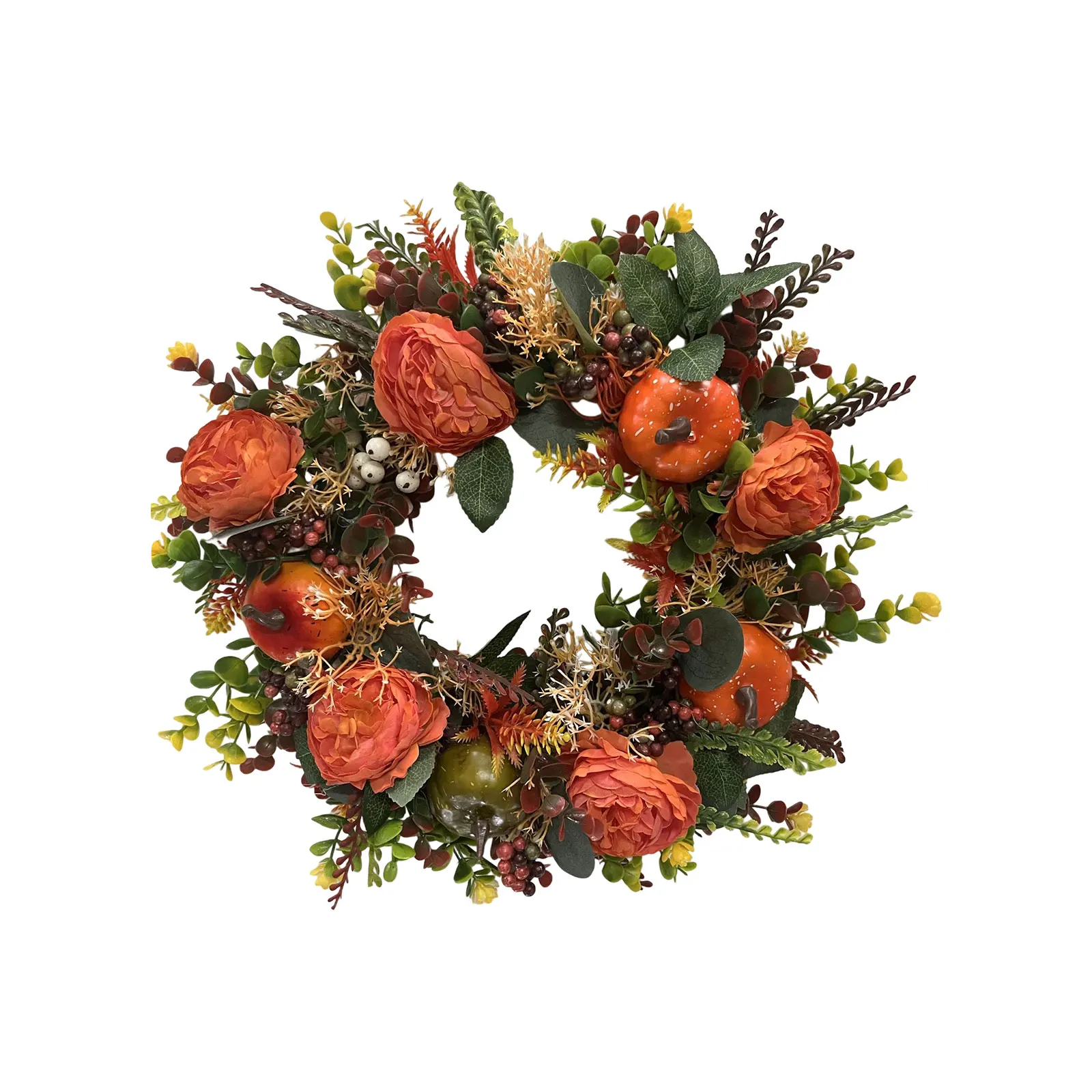 Fall Pumpkin Wreath for Front Door | Autumn Peony Wreath | Door Decor | Artificial Pumpkin Floral Wreath | Fall Home Decor - Image 4