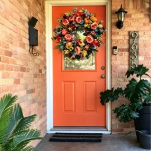 Fall Pumpkin Wreath for Front Door | Autumn Wreath with Pumpkins & Foliage | Thanksgiving Door Decor | Farmhouse Fall Home Decoration - Image 8