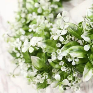 Greenery Wreath for Front Door 18 Inch | White Floral Wreath | Spring Summer Farmhouse Door Decor | Eucalyptus Wall Hanging | Outdoor Wreath - Image 3