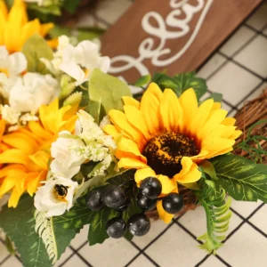 Sunflower Wreath for Front Door | Eucalyptus Spring Wreath with Welcome Sign | Artificial Floral Wreath | Outdoor Wall & Window Decor - Image 19