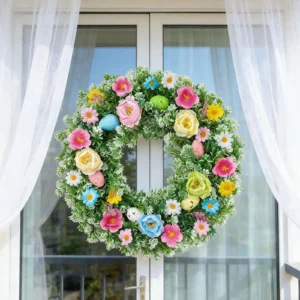 Artificial Flower Wreath for Front Door | Greenery Spring Summer Wreath | Floral Window Wall Decor | Farmhouse Home Decoration - Image 3
