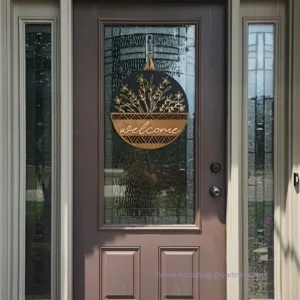 Welcome Door Sign Wooden Wreath | Farmhouse Front Door Decor | Round Wood Hanging Sign | Porch Decoration | Spring Summer Fall Home Decor - Image 10