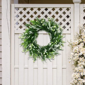 Lavender Wreath for Front Door 20 Inch | Artificial Floral Wreath | Summer Door Decor | Farmhouse Greenery Wreath | Wedding Wall Hanging - Image 9