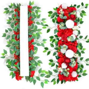 Luxury White Rose Garland 100cm | Wedding Table Centerpiece | White Floral Arch Decor | Wedding Backdrop | Party Stage Flower Decoration - Image 13