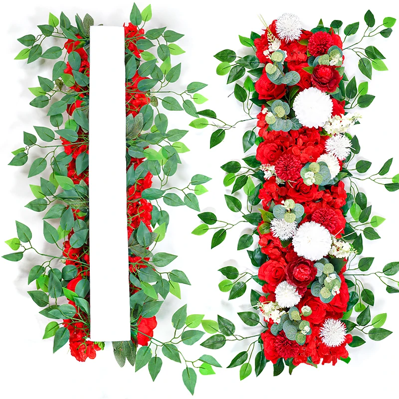 Luxury White Rose Garland 100cm | Wedding Table Centerpiece | White Floral Arch Decor | Wedding Backdrop | Party Stage Flower Decoration - Image 13