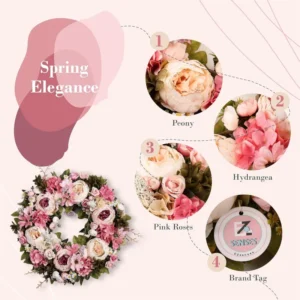Peony Wreath for Front Door | Artificial Spring Floral Wreath | Large Flower Wreath | Wedding Wall Decor | Outdoor Home Decoration - Image 6