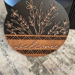 Welcome Door Sign Wooden Wreath | Farmhouse Front Door Decor | Round Wood Hanging Sign | Porch Decoration | Spring Summer Fall Home Decor - Image 5