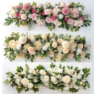 Luxury White Rose Garland 100cm | Wedding Table Centerpiece | White Floral Arch Decor | Wedding Backdrop | Party Stage Flower Decoration - Image 16