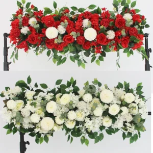 Luxury White Rose Garland 100cm | Wedding Table Centerpiece | White Floral Arch Decor | Wedding Backdrop | Party Stage Flower Decoration - Image 11