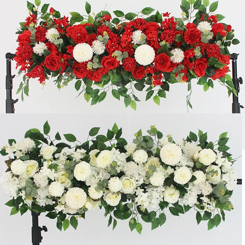 Luxury White Rose Garland 100cm | Wedding Table Centerpiece | White Floral Arch Decor | Wedding Backdrop | Party Stage Flower Decoration - Image 11