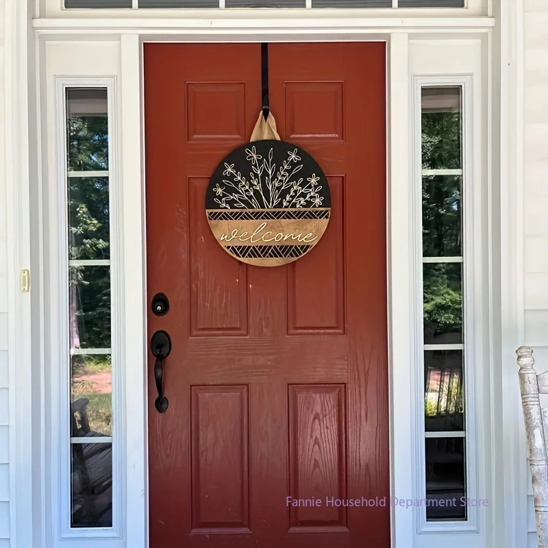 Welcome Door Sign Wooden Wreath | Farmhouse Front Door Decor | Round Wood Hanging Sign | Porch Decoration | Spring Summer Fall Home Decor - Image 9