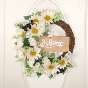 Sunflower Wreath for Front Door | Eucalyptus Spring Wreath with Welcome Sign | Artificial Floral Wreath | Outdoor Wall & Window Decor - Image 15
