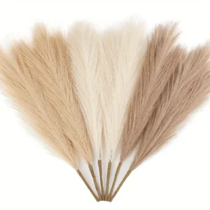 Alternative view of Artificial Pampas Grass Stems 6PCS | Faux Pampas Grass Bouquet | Boho Home Decor | Wedding Table Centerpiece | Dried Flower Arrangement
