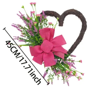 Artificial Heart Wreath for Front Door | Handmade Floral Heart Wreath | Mother's Day Gift | Wedding Wall Decor | Hanging Flower Decoration - Image 3