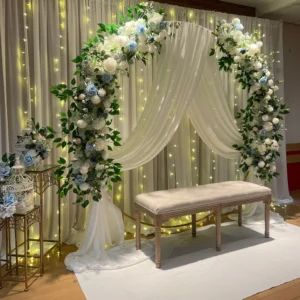 Luxury White Rose Garland 100cm | Wedding Table Centerpiece | White Floral Arch Decor | Wedding Backdrop | Party Stage Flower Decoration - Image 15