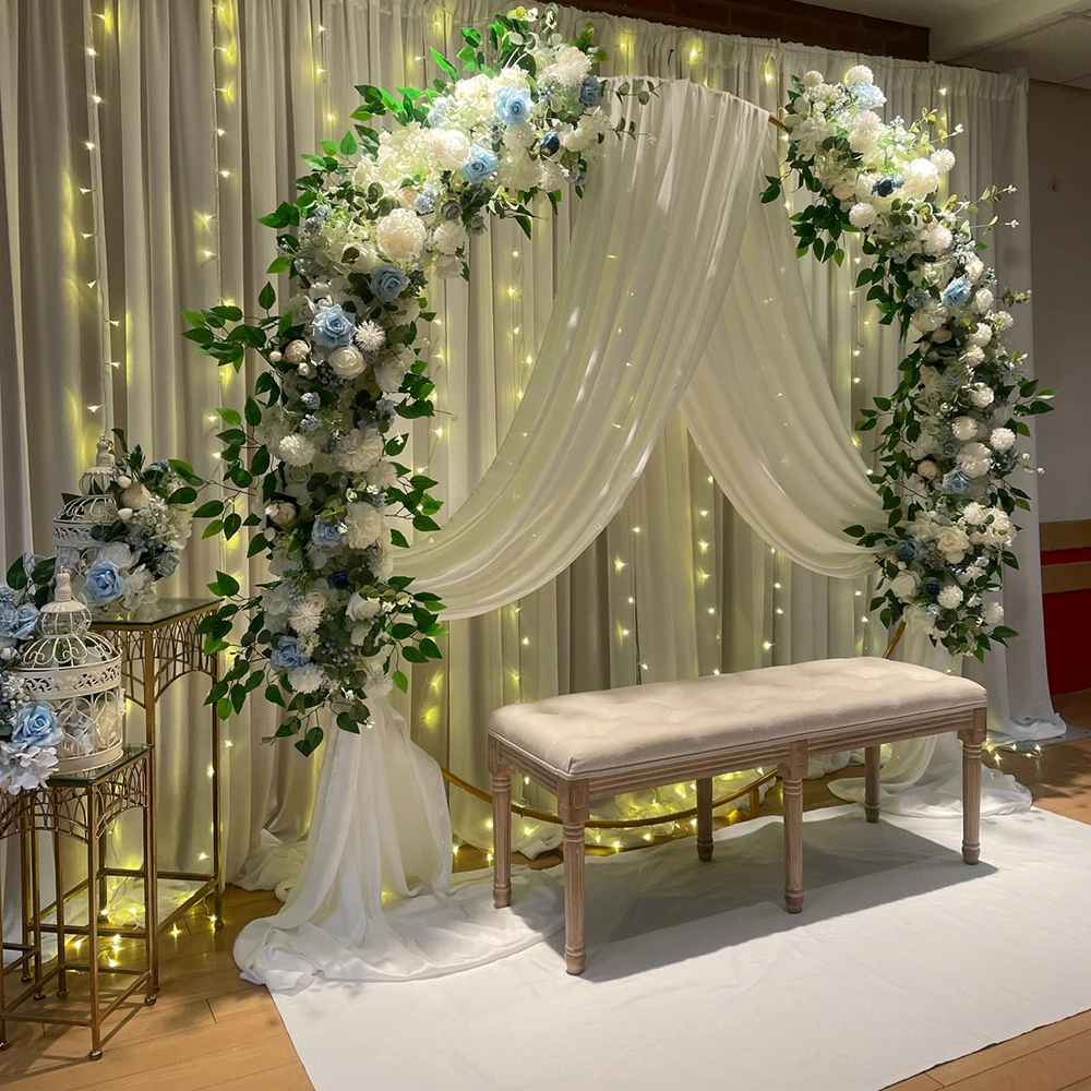 Luxury White Rose Garland 100cm | Wedding Table Centerpiece | White Floral Arch Decor | Wedding Backdrop | Party Stage Flower Decoration - Image 15