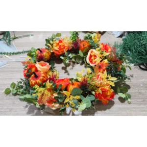 Fall Pumpkin Wreath for Front Door | Autumn Wreath with Pumpkins & Foliage | Thanksgiving Door Decor | Farmhouse Fall Home Decoration - Image 5
