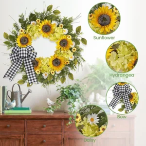 Sunflower Wreath for Front Door 18 Inch | Spring Summer Floral Wreath | Yellow Flower Door Decor | Farmhouse Porch Wall Hanging - Image 10