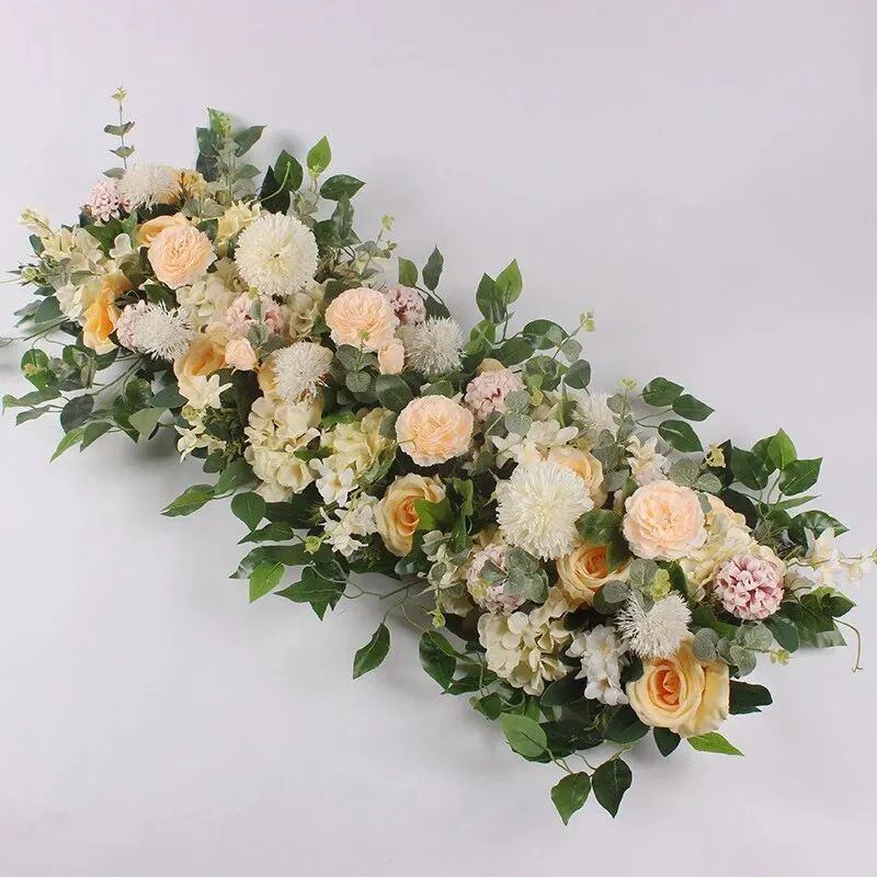 Luxury White Rose Garland 100cm | Wedding Table Centerpiece | White Floral Arch Decor | Wedding Backdrop | Party Stage Flower Decoration - Image 7